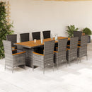 11-Delige Tuinset Met Kussens Poly Rattan Grijs