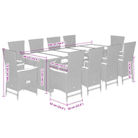 11-Delige Tuinset Met Kussens Poly Rattan Grijs