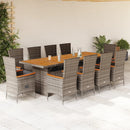 11-Delige Tuinset Met Kussens Poly Rattan Grijs