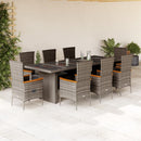 11-Delige Tuinset Met Kussens Poly Rattan Grijs