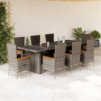11-Delige Tuinset Met Kussens Poly Rattan Grijs