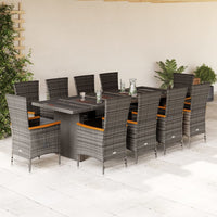11-Delige Tuinset Met Kussens Poly Rattan Grijs