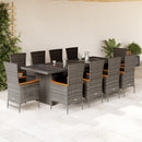 11-Delige Tuinset Met Kussens Poly Rattan Grijs