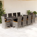 11-Delige Tuinset Met Kussens Poly Rattan Grijs
