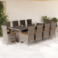 11-Delige Tuinset Met Kussens Poly Rattan Grijs