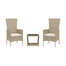 3-Delige Tuinset Met Kussens Poly Rattan Beige