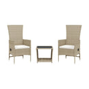3-Delige Tuinset Met Kussens Poly Rattan Beige