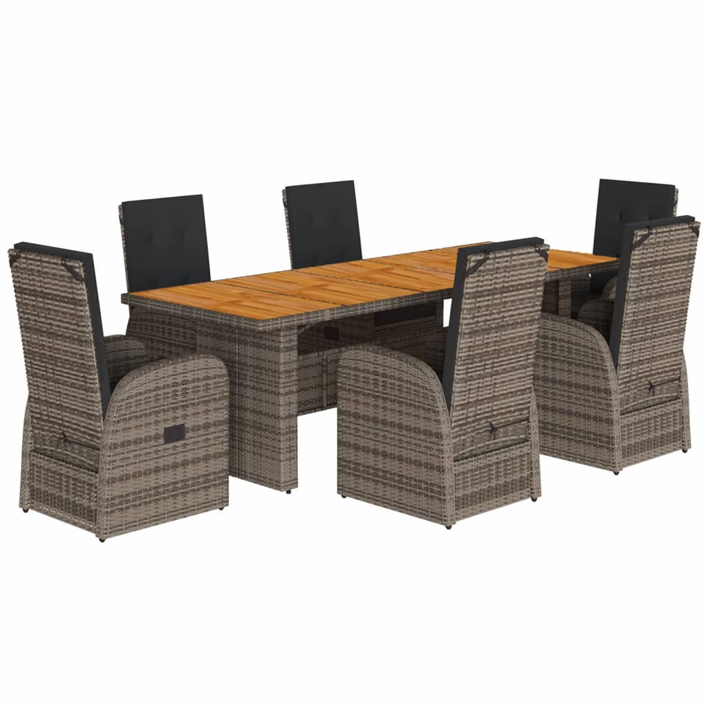 7-Delige Tuinset Met Kussens Poly Rattan Grijs