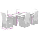 7-Delige Tuinset Met Kussens Poly Rattan Grijs