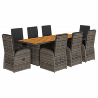 9-Delige Tuinset Met Kussens Poly Rattan Grijs