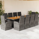 9-Delige Tuinset Met Kussens Poly Rattan Grijs