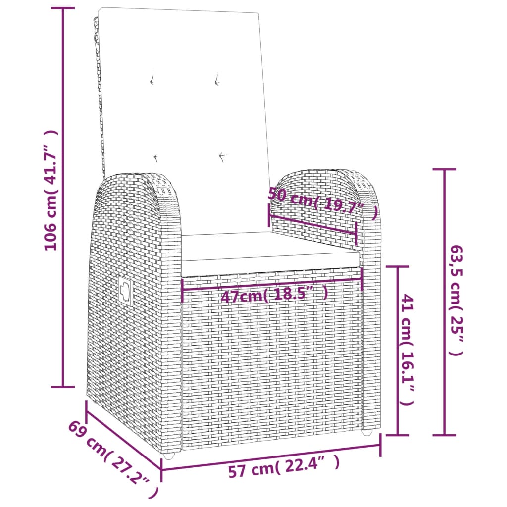 11-Delige Tuinset Met Kussens Poly Rattan Grijs