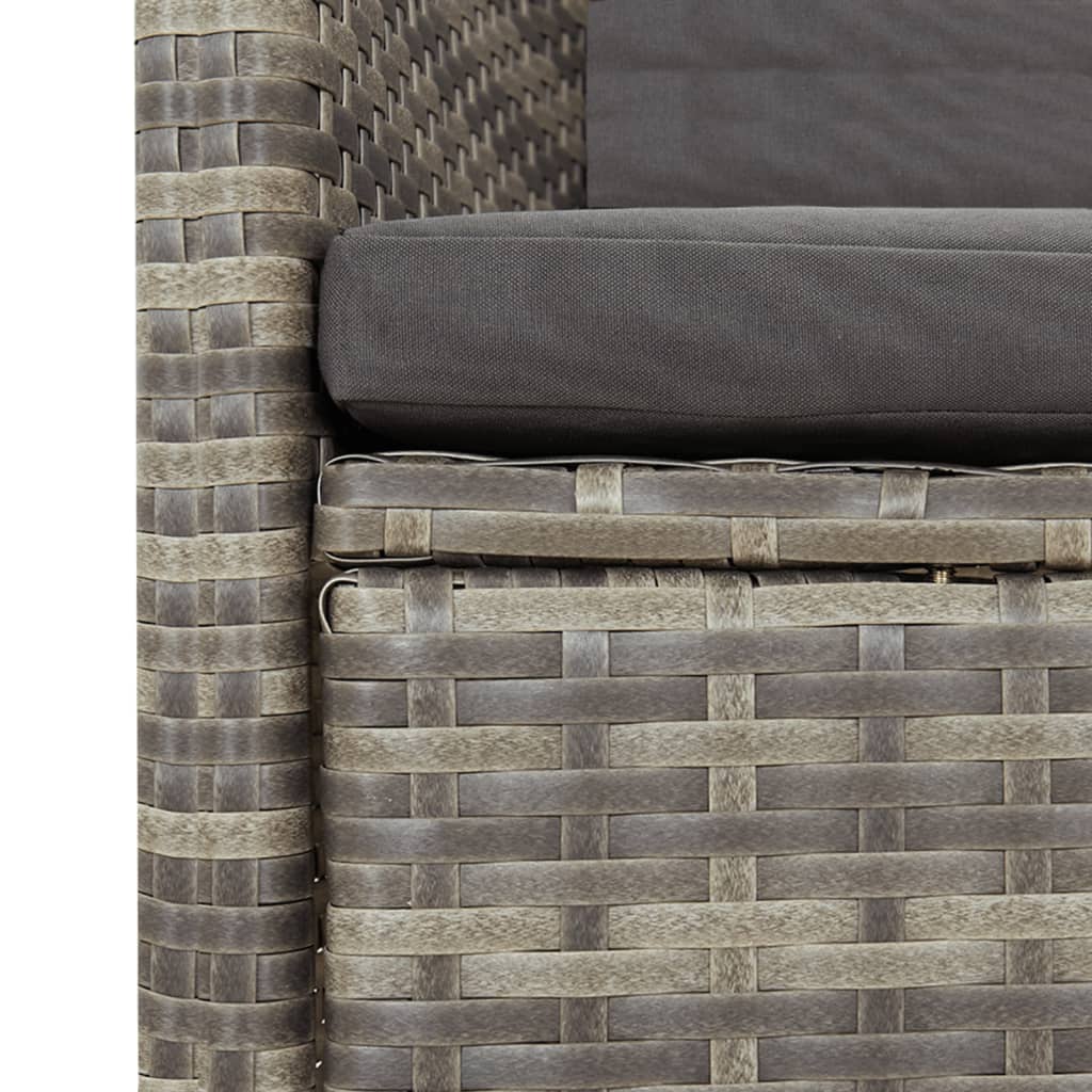 11-Delige Tuinset Met Kussens Poly Rattan Grijs