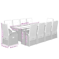 11-Delige Tuinset Met Kussens Poly Rattan Grijs
