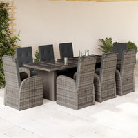 7-Delige Tuinset Met Kussens Poly Rattan Grijs