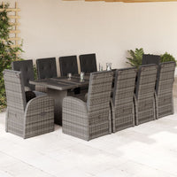 7-Delige Tuinset Met Kussens Poly Rattan Grijs