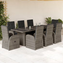 11-Delige Tuinset Met Kussens Poly Rattan Grijs