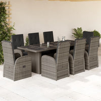 11-Delige Tuinset Met Kussens Poly Rattan Grijs