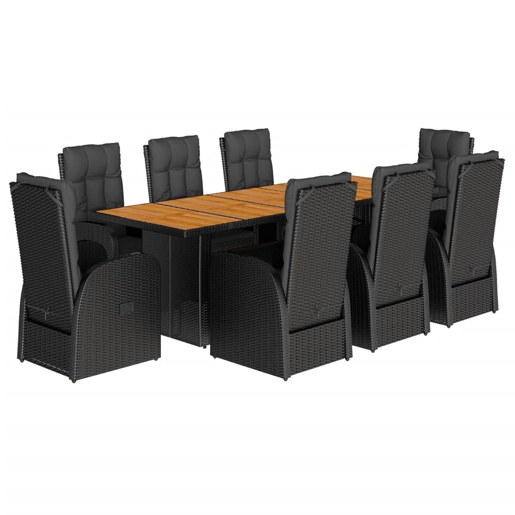 9-Delige Tuinset Poly Rattan Zwart