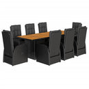 9-Delige Tuinset Poly Rattan Zwart