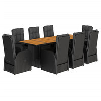 9-Delige Tuinset Poly Rattan Zwart