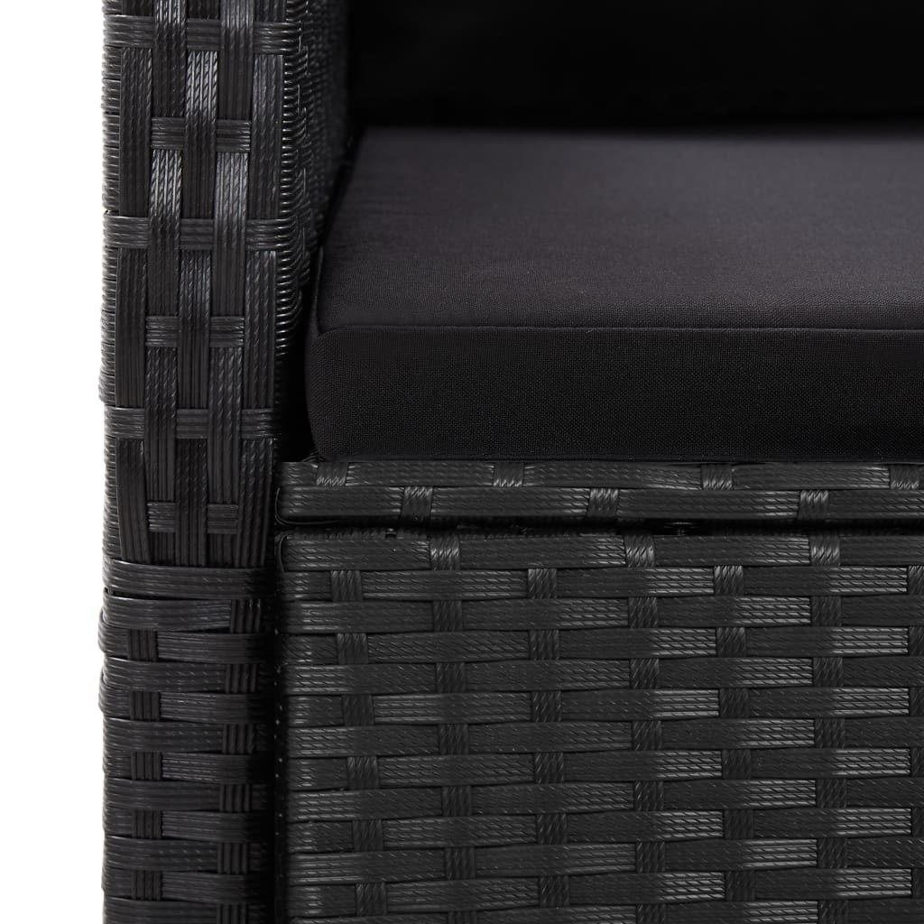 9-Delige Tuinset Poly Rattan Zwart
