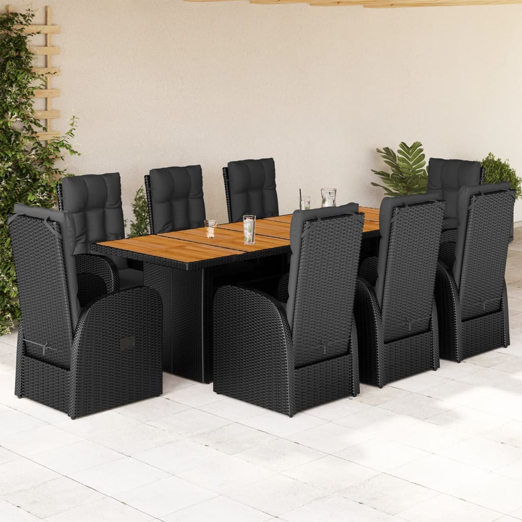 9-Delige Tuinset Poly Rattan Zwart
