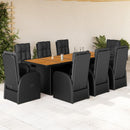 9-Delige Tuinset Poly Rattan Zwart