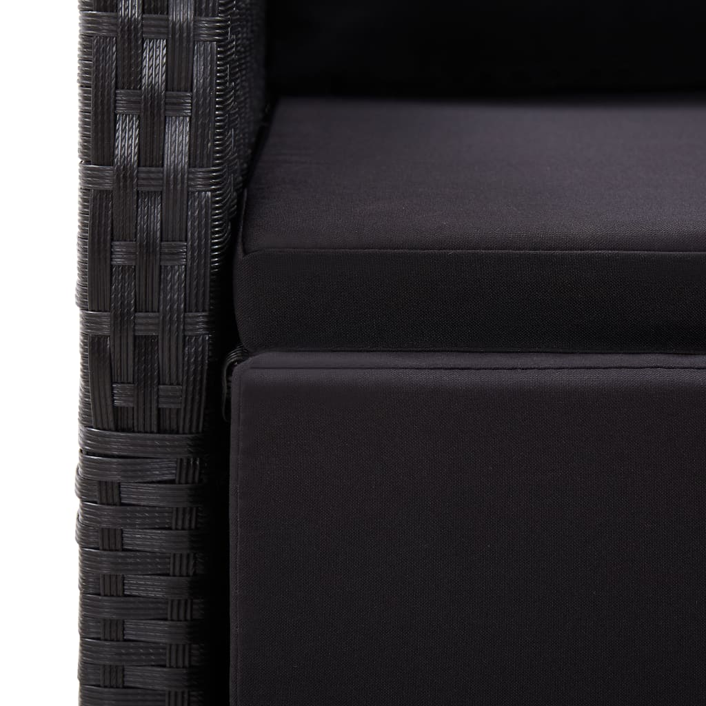 9-Delige Tuinset Poly Rattan Zwart