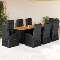 9-Delige Tuinset Poly Rattan Zwart