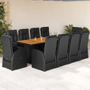 9-Delige Tuinset Poly Rattan Zwart