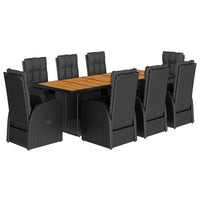 9-Delige Tuinset Poly Rattan Zwart