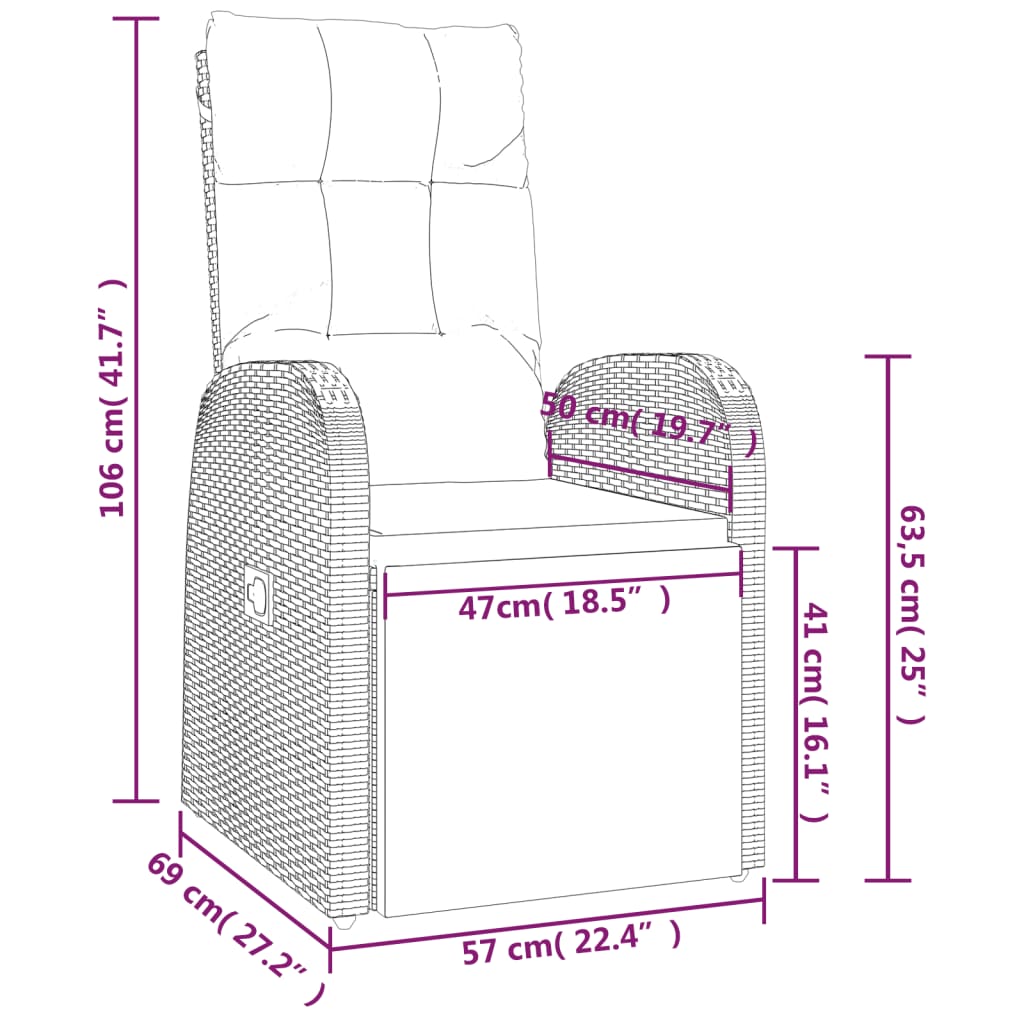 9-Delige Tuinset Poly Rattan Zwart