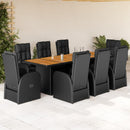 9-Delige Tuinset Poly Rattan Zwart