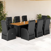 9-Delige Tuinset Poly Rattan Zwart