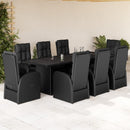9-Delige Tuinset Poly Rattan Zwart
