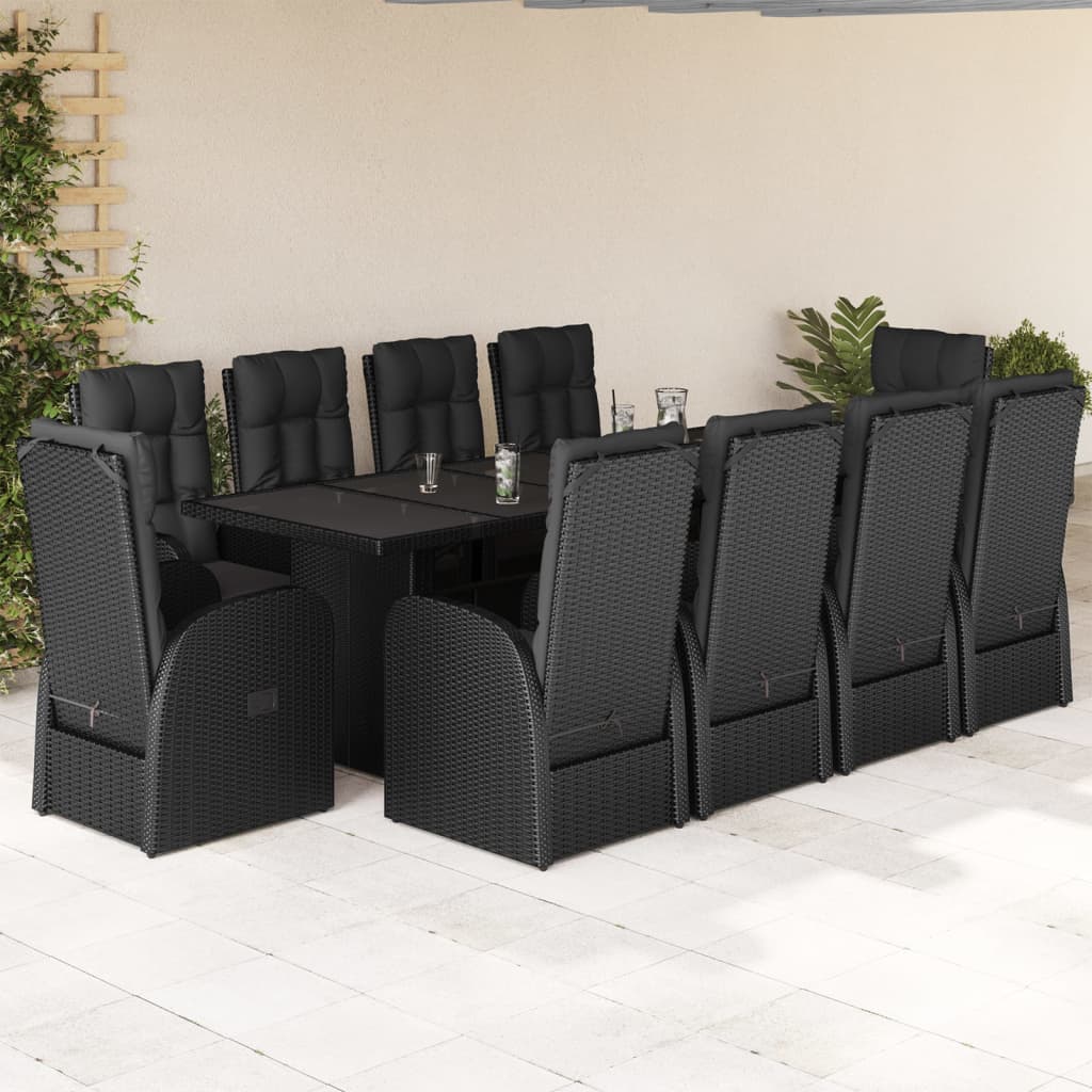 9-Delige Tuinset Poly Rattan Zwart