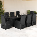 9-Delige Tuinset Poly Rattan Zwart