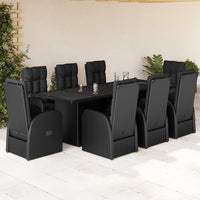 9-Delige Tuinset Poly Rattan Zwart