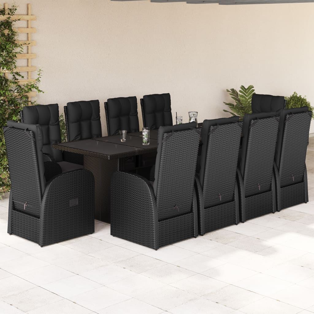9-Delige Tuinset Poly Rattan Zwart