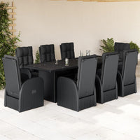 9-Delige Tuinset Poly Rattan Zwart