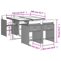 5-Delige Tuinset Met Kussens Poly Rattan