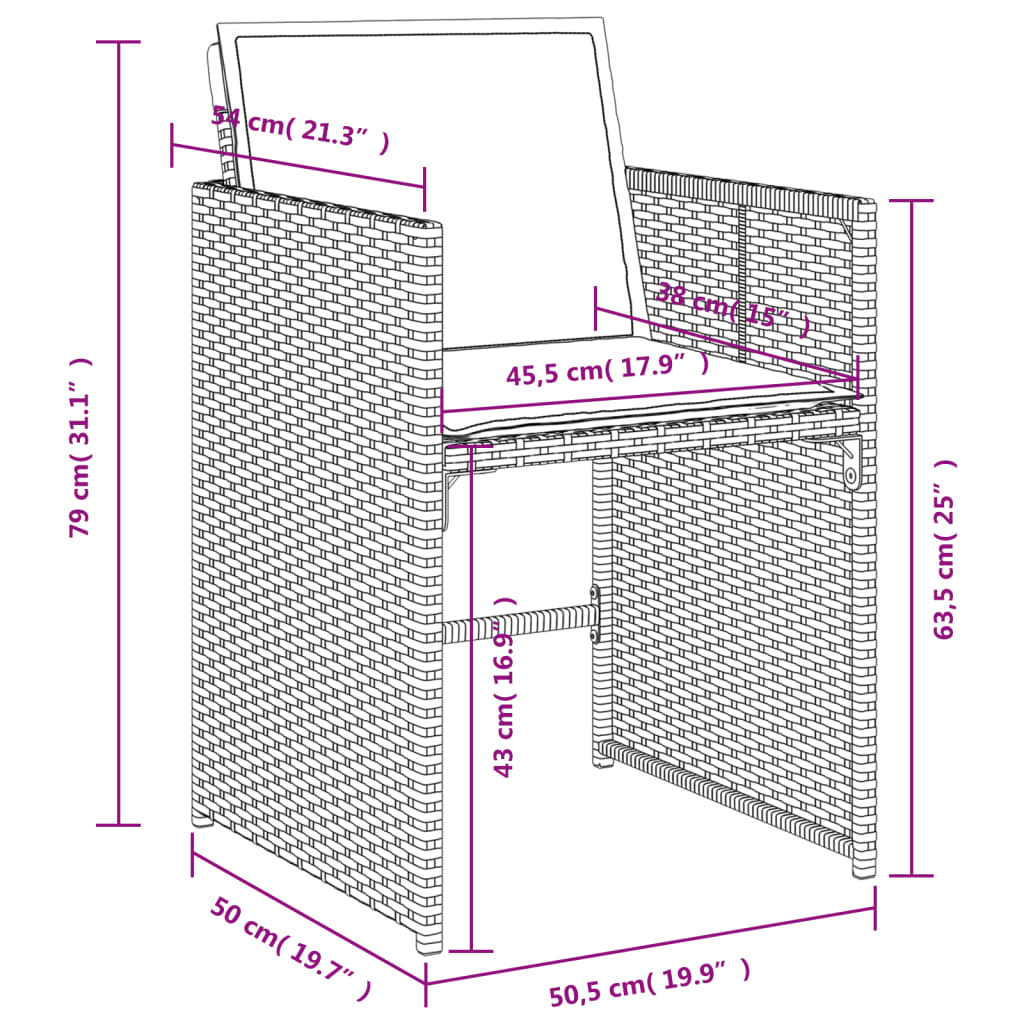 5-Delige Tuinset Met Kussens Poly Rattan