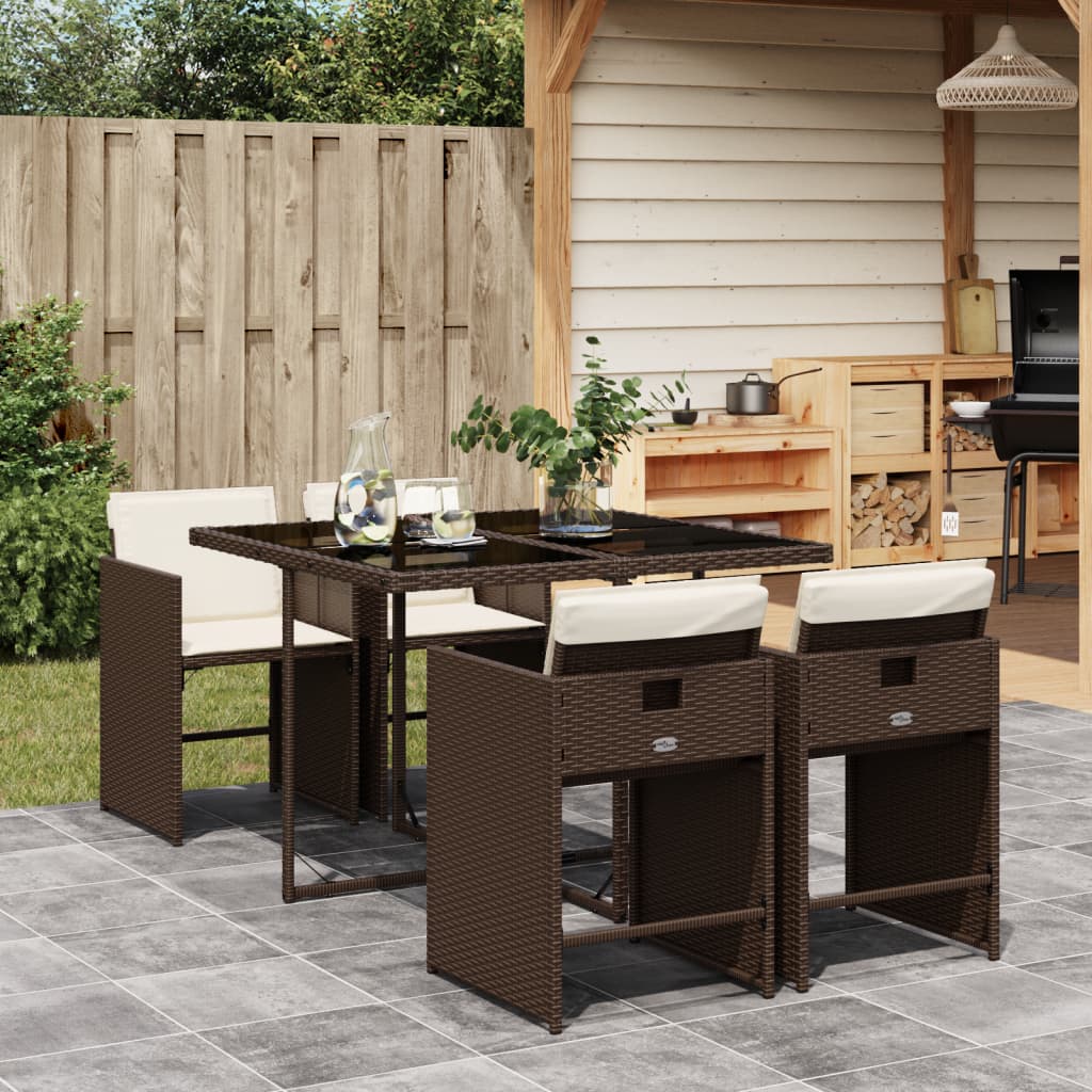 5-Delige Tuinset Met Kussens Poly Rattan