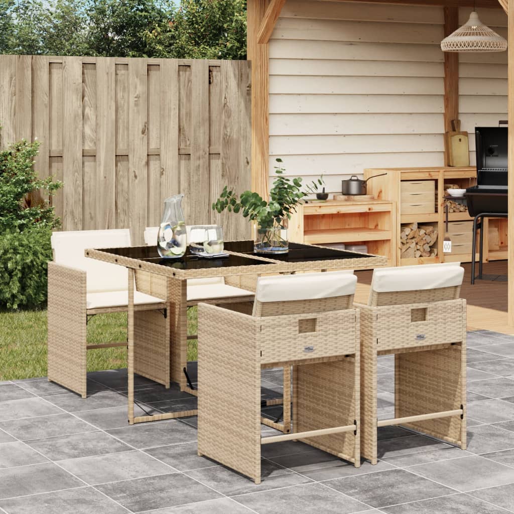 5-Delige Tuinset Met Kussens Poly Rattan