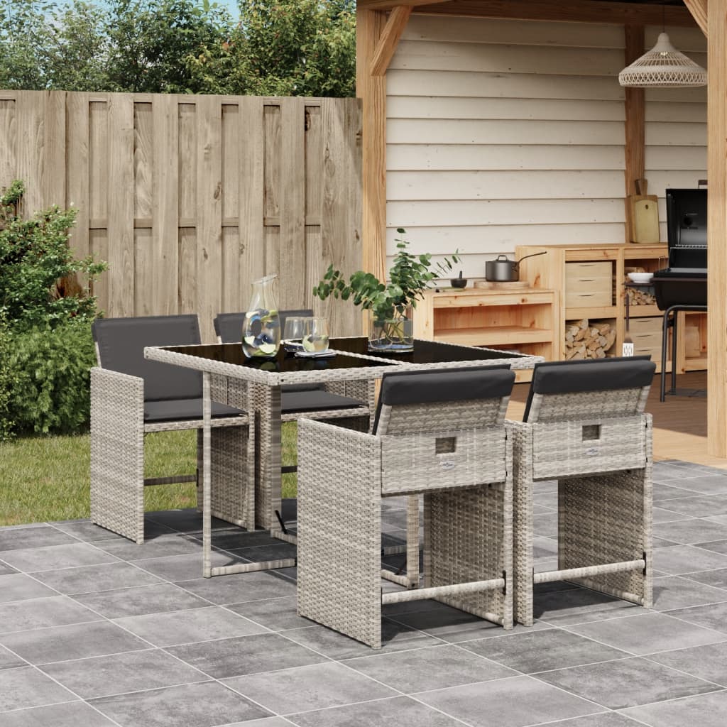 5-Delige Tuinset Met Kussens Poly Rattan