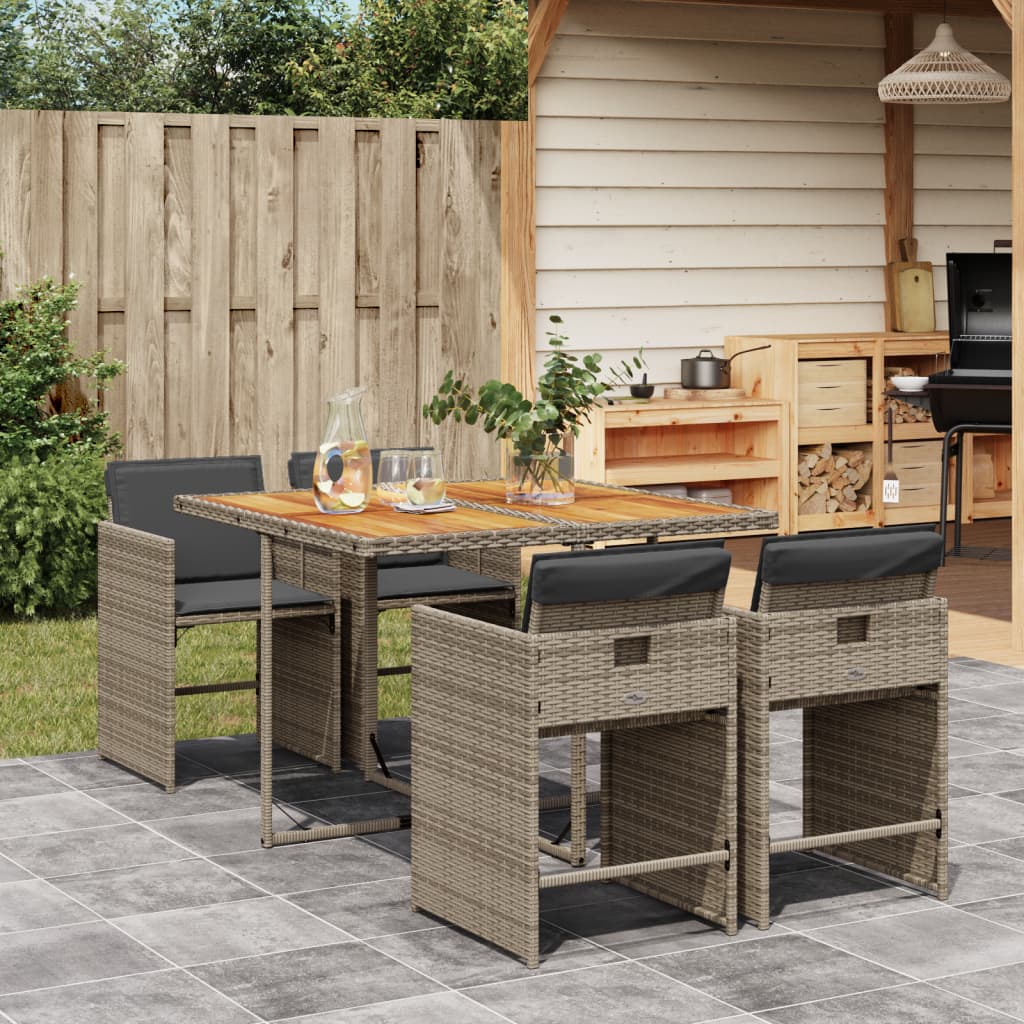 5-Delige Tuinset Met Kussens Poly Rattan
