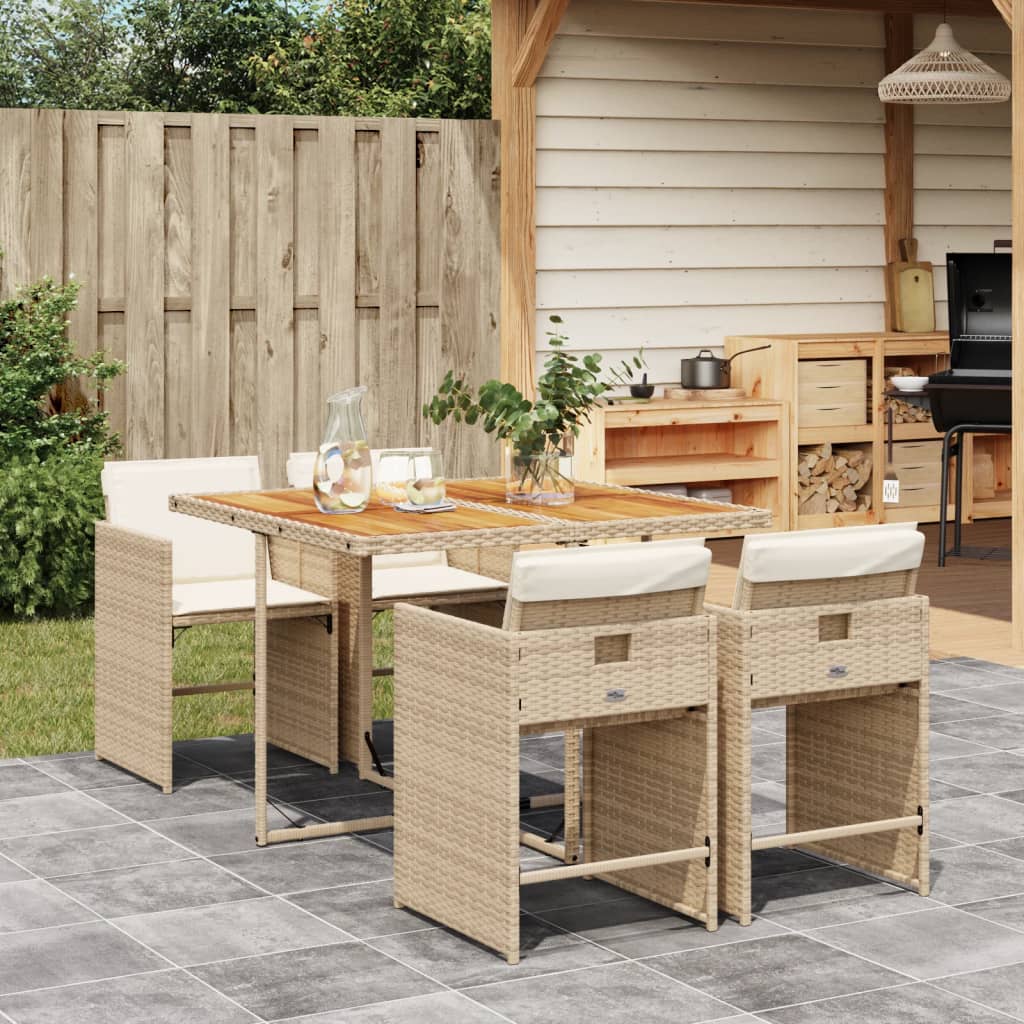 5-Delige Tuinset Met Kussens Poly Rattan