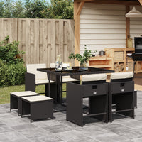 9-Delige Tuinset Met Kussens Poly Rattan