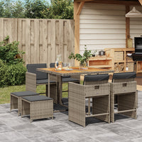 9-Delige Tuinset Met Kussens Poly Rattan